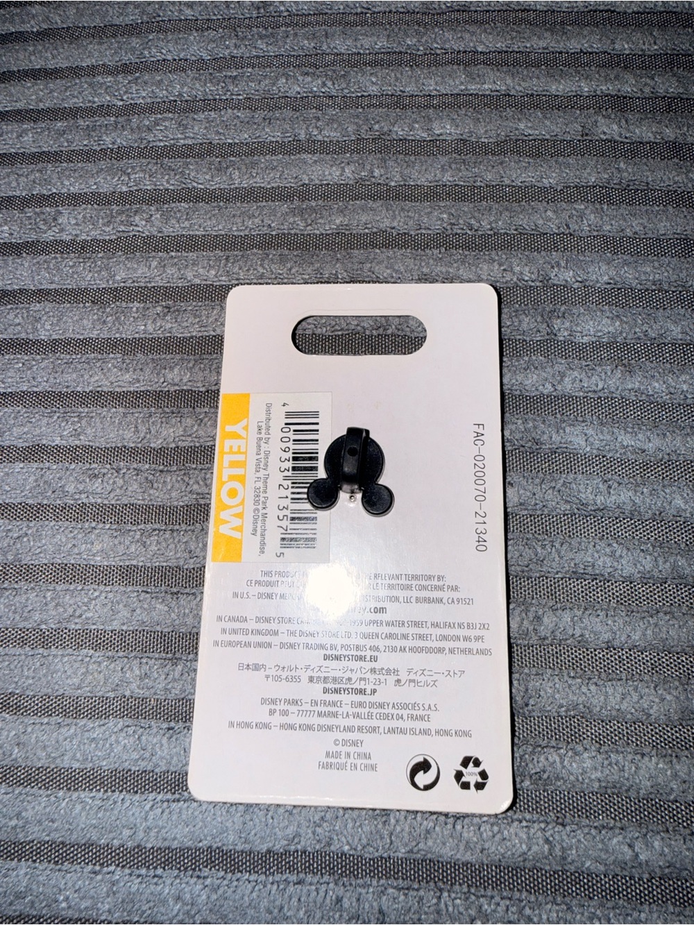 Disney Black Mickey Head Enamel Pin on Backing Card - Picture 3 of 3
